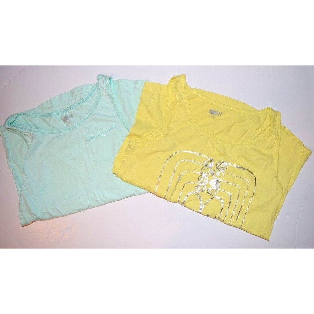 NWOT CRAZY 8 GIRLS YELLOW LOVE MINT GREEN w/pocket 2 PC SET TANK TOPS SZ L 10-12